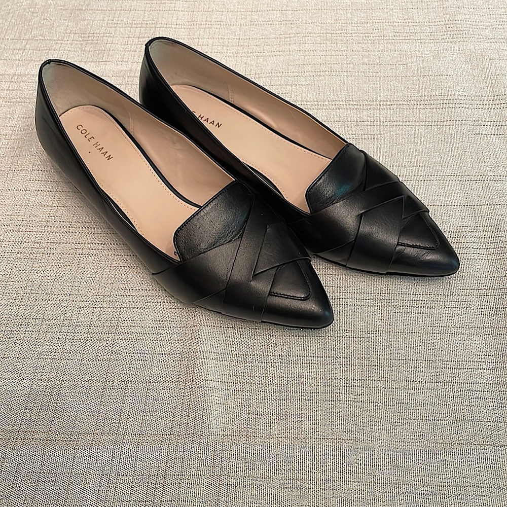 Cole Haan Black Leather Flats, 8